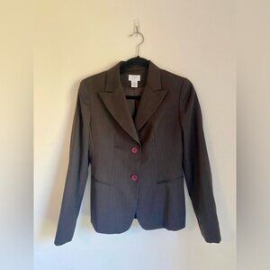 Ann Taylor Loft Women's Brown Pinstripe Wool Blend Blazer Jacket Size 2